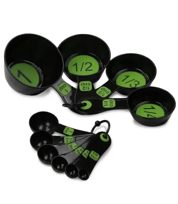 Chef Craft Easy to Ready Plastic Measuring Cup Set, 10 piece set, Green