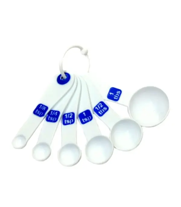 Chef Craft Select Plastic Measuring Spoon Set, 6 piece set, White and Blue