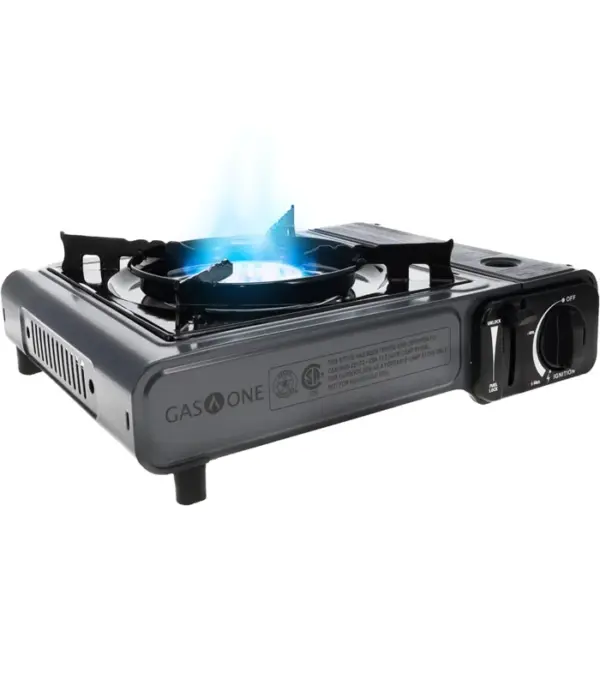 Gas One Portable Butane Camping Stove with Case: Automatic Ignition, Precise Heat Control - Camping & Tailgating and Outdoor Cooking